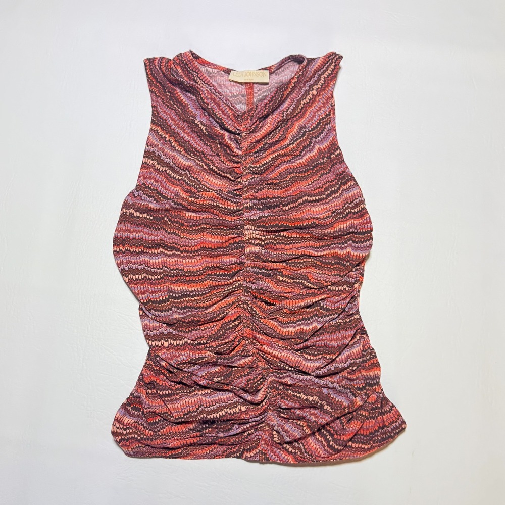 ULLA JOHNSON Alie Space Dyed Ruched 100% Tank Top Size P/Small